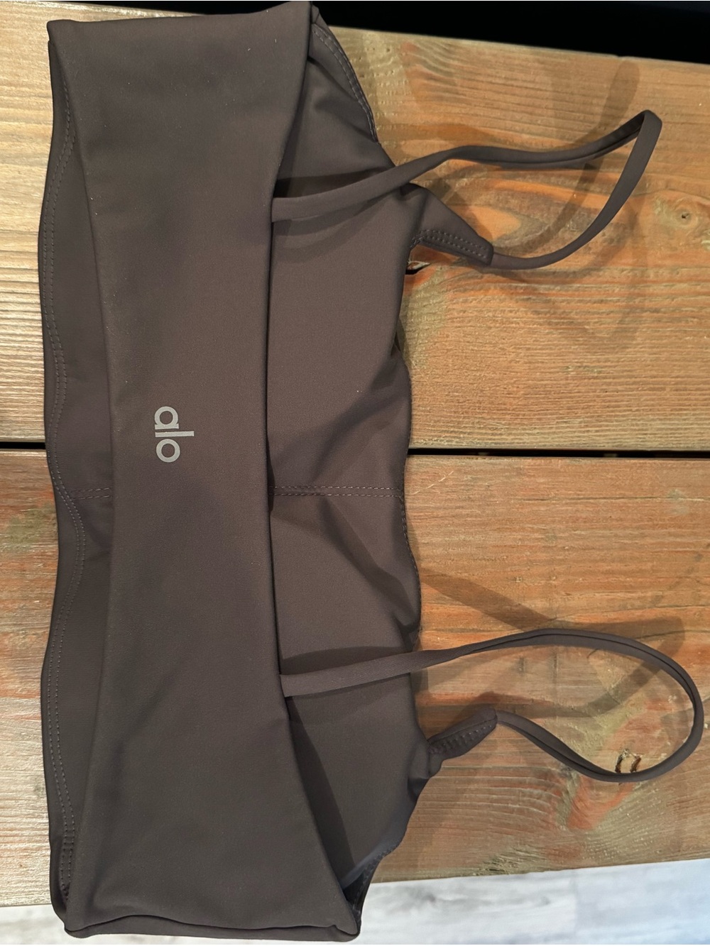 ALO Yoga Brown Slim-Strap Sports Bra - Picture 4 of 4